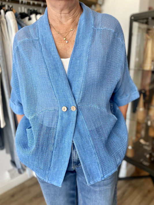 Cobalt Blue Hessian Blend Jacket