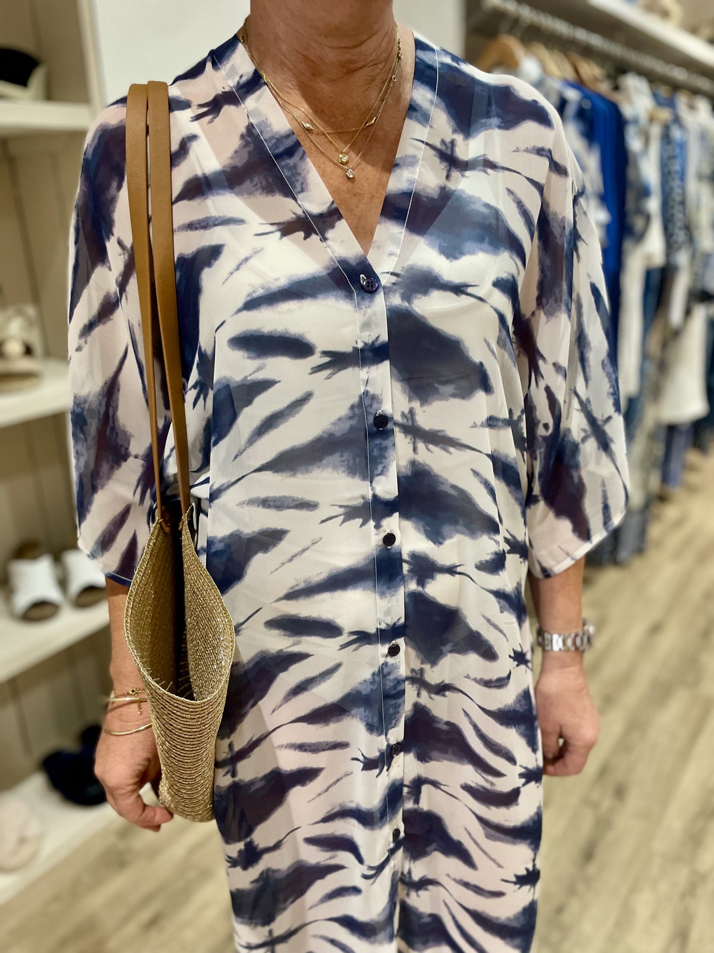 Navy Patterned Natala Kaftan