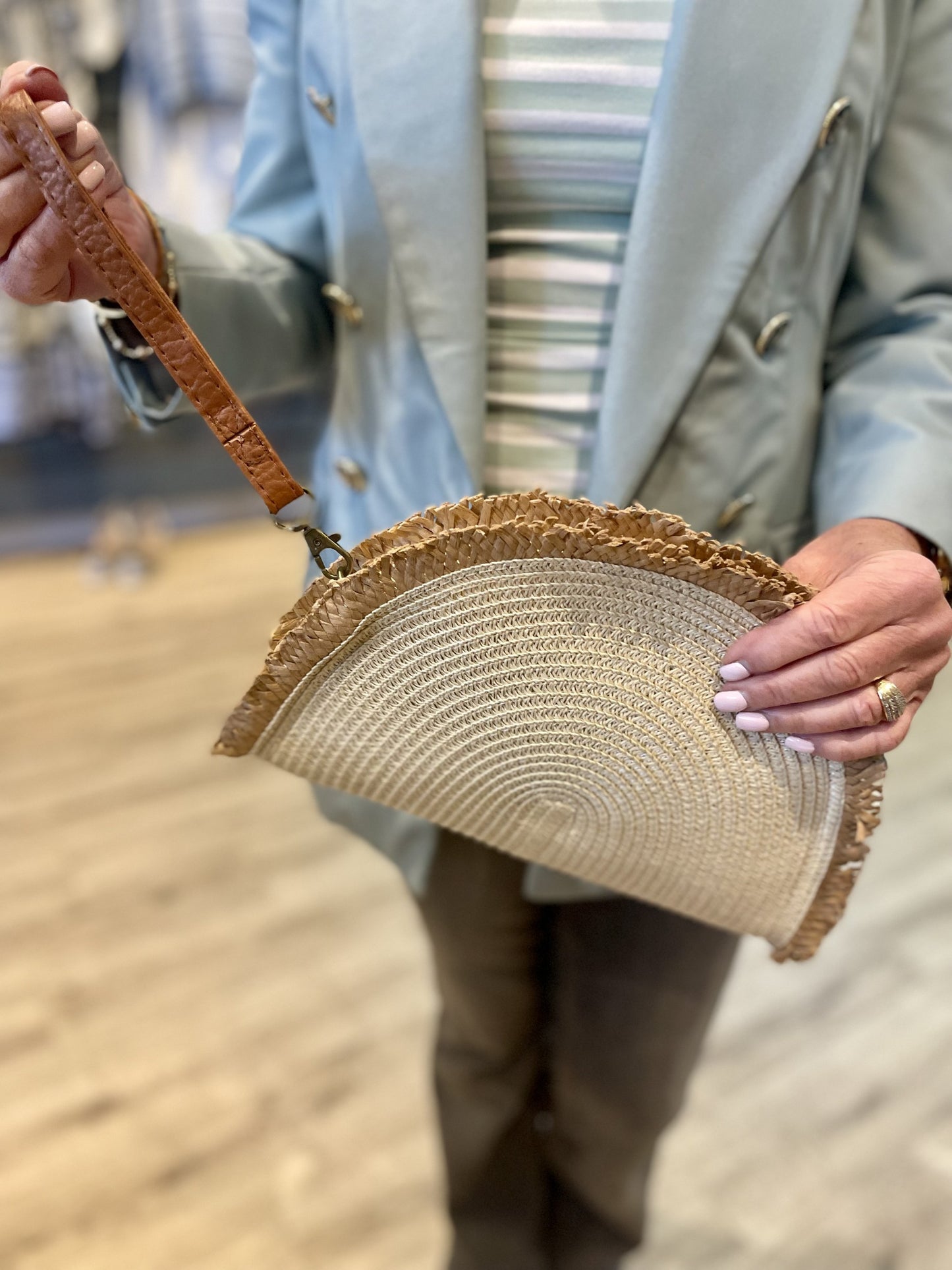 Half Moon Natural Raffia Cream Bag