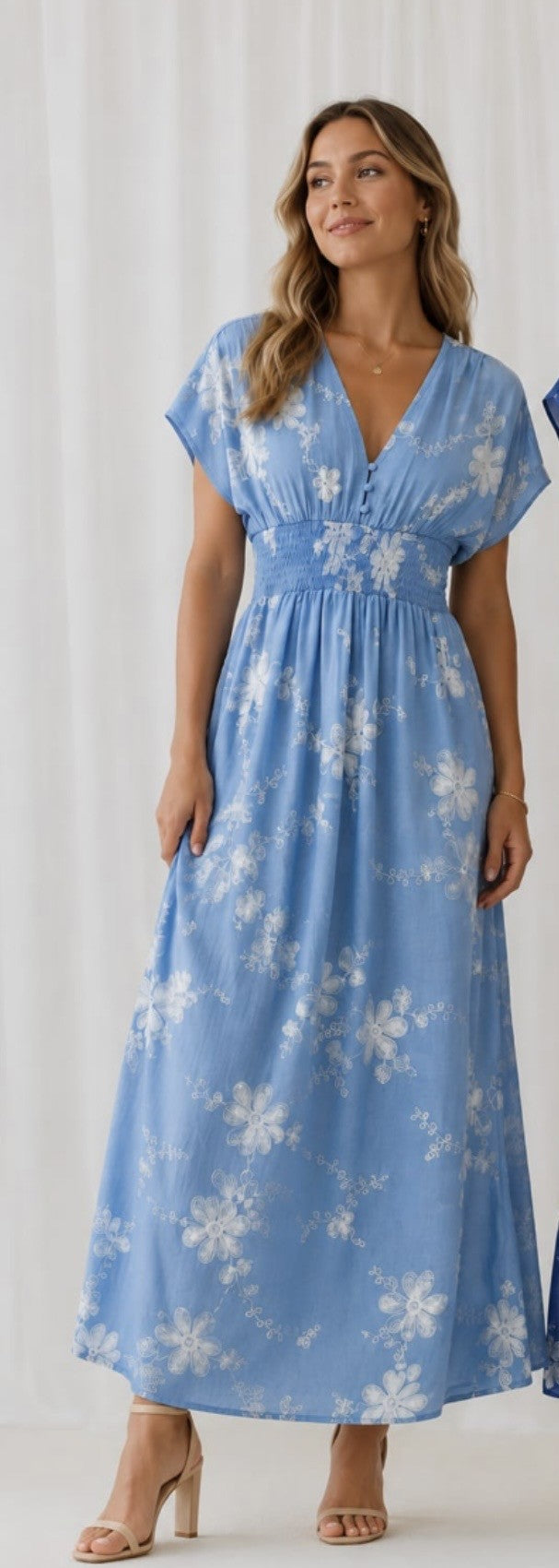 Light Blue Floral Maxi Dress