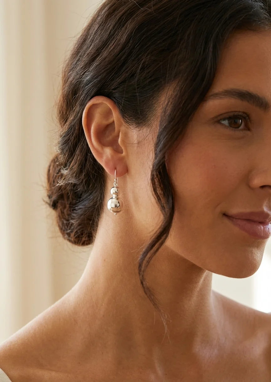 Silver Balls Dropper Earring