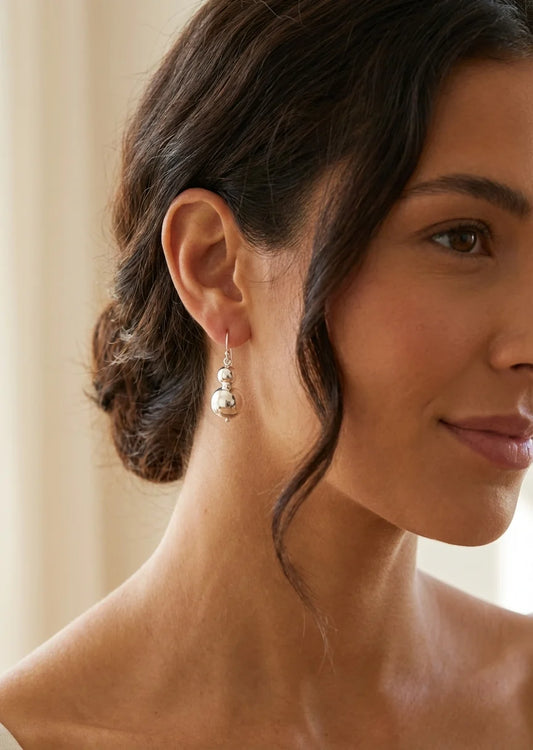 Silver Balls Dropper Earring