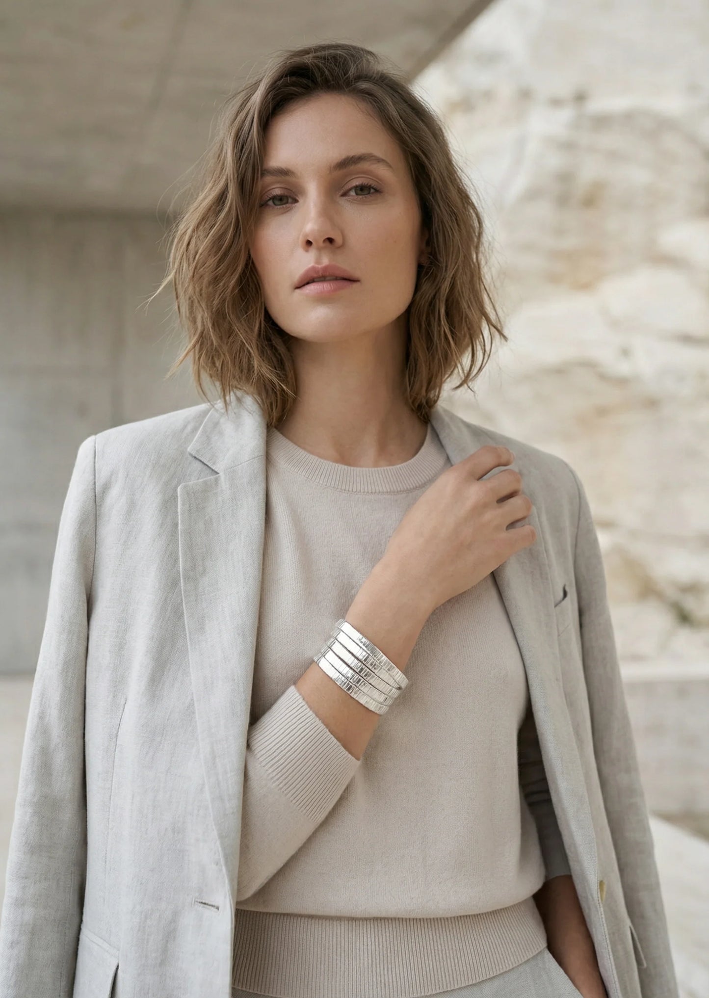Silver Multi Layer Snake Design Bracelet