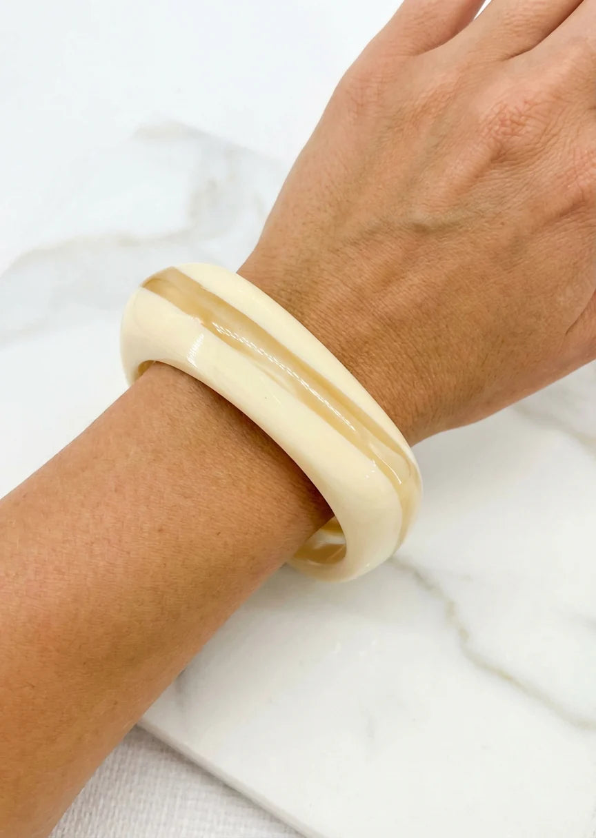 Envy Chunky cream and clear resin bangle