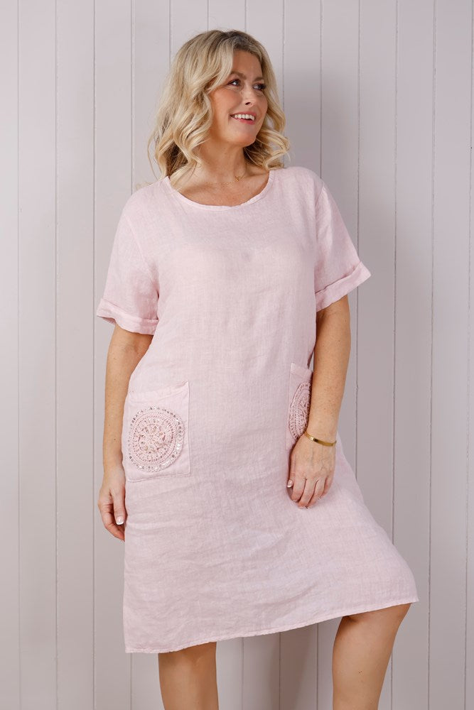 Light Pink Sequin Pocket Dress