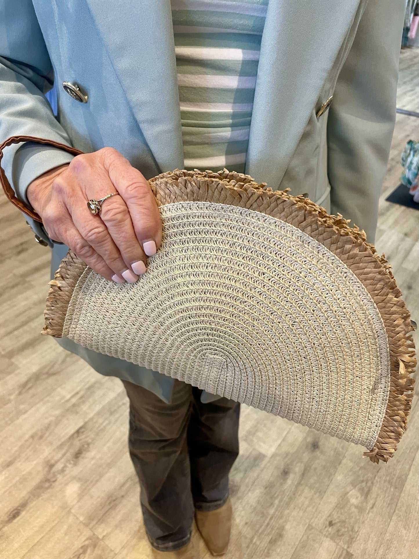 Half Moon Natural Raffia Cream Bag