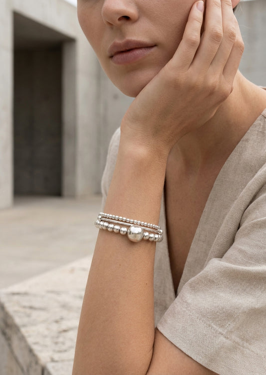 Envy Silver Layered Ball Bracelet
