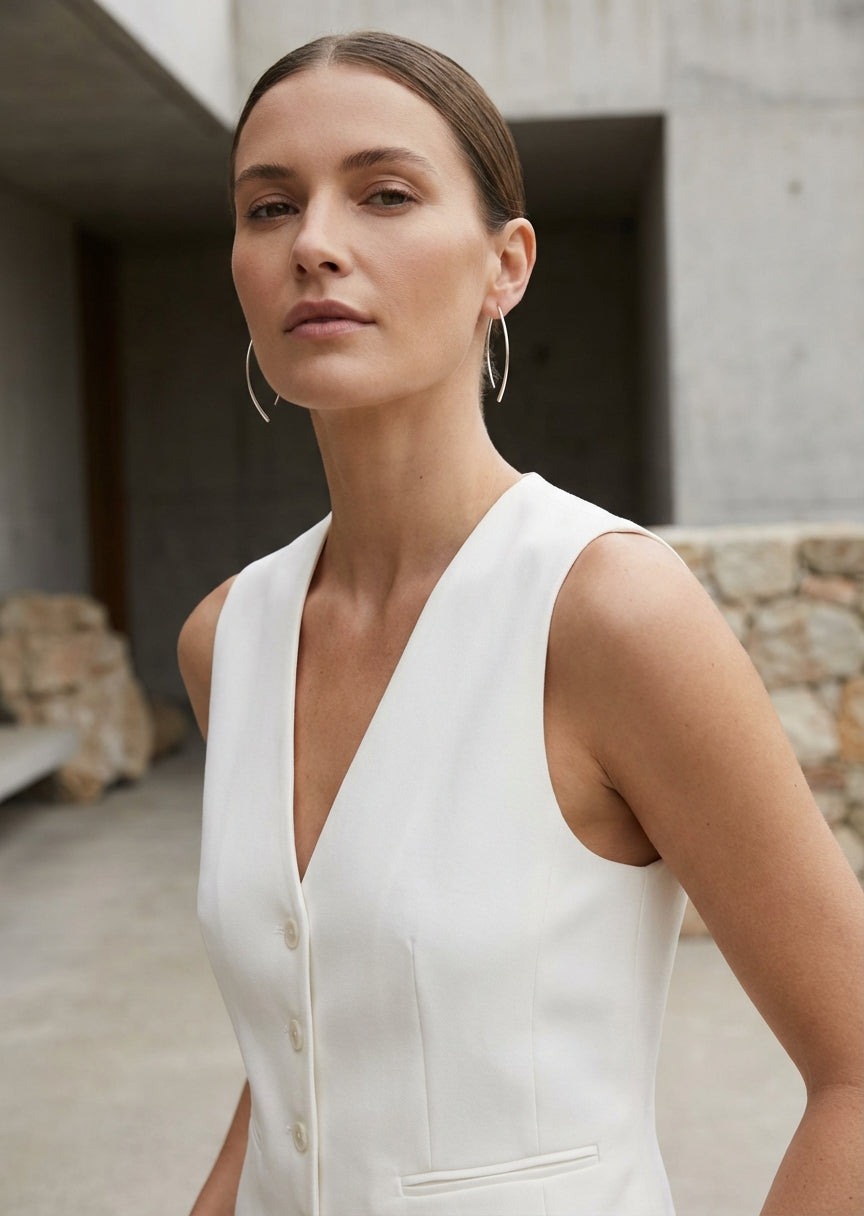 Envy Silver large half hoop earrings