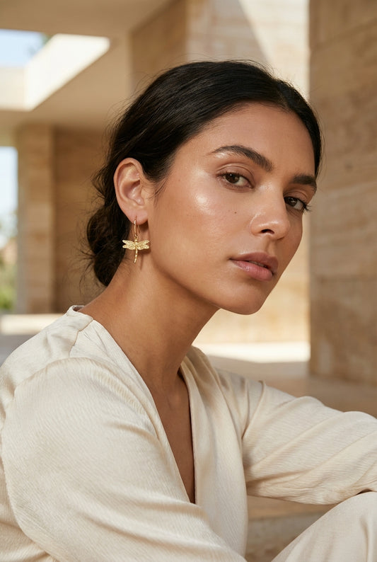 Envy Gold dragonfly drop earrings