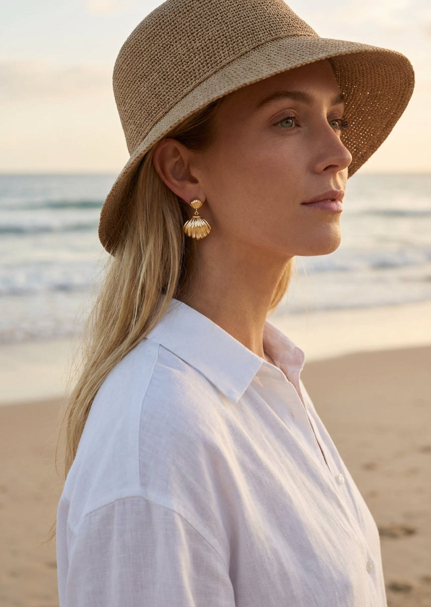 Envy Gold shell stud earrings