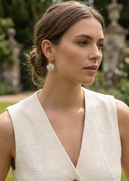 Envy Gold and silver daisy stud earrings