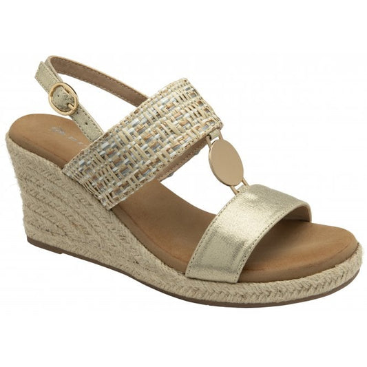 Gold Giana Open Toe Wedge Sandal