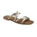 Gold Leather Tain Flat Mule Sandals