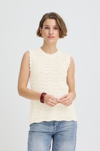 Cream Textured Short Sleeve Top