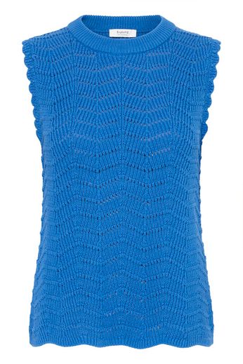 Blue Textured Short Sleeve Top