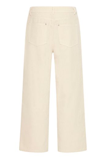 Cream Textured Wide Leg Trousers