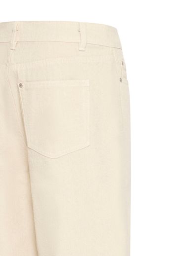 Cream Textured Wide Leg Trousers