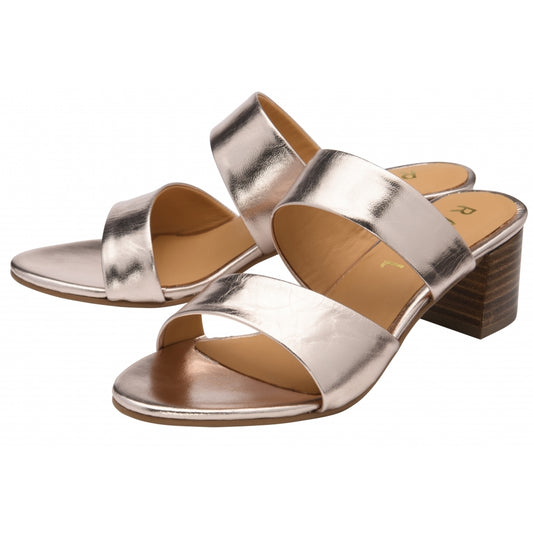Lund by Ravel - Rose Gold Leather Heeled Mule Sandal
