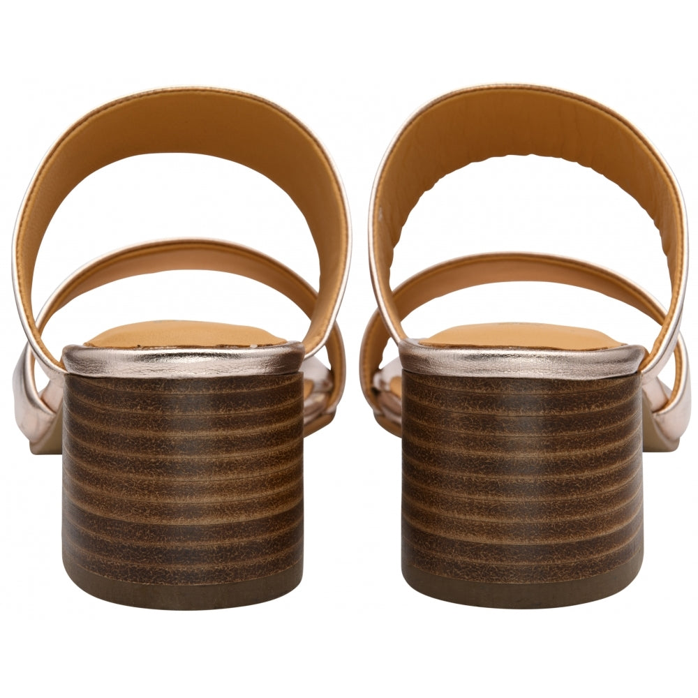 Lund by Ravel - Rose Gold Leather Heeled Mule Sandal