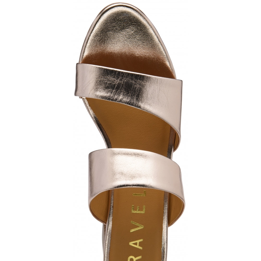 Lund by Ravel - Rose Gold Leather Heeled Mule Sandal