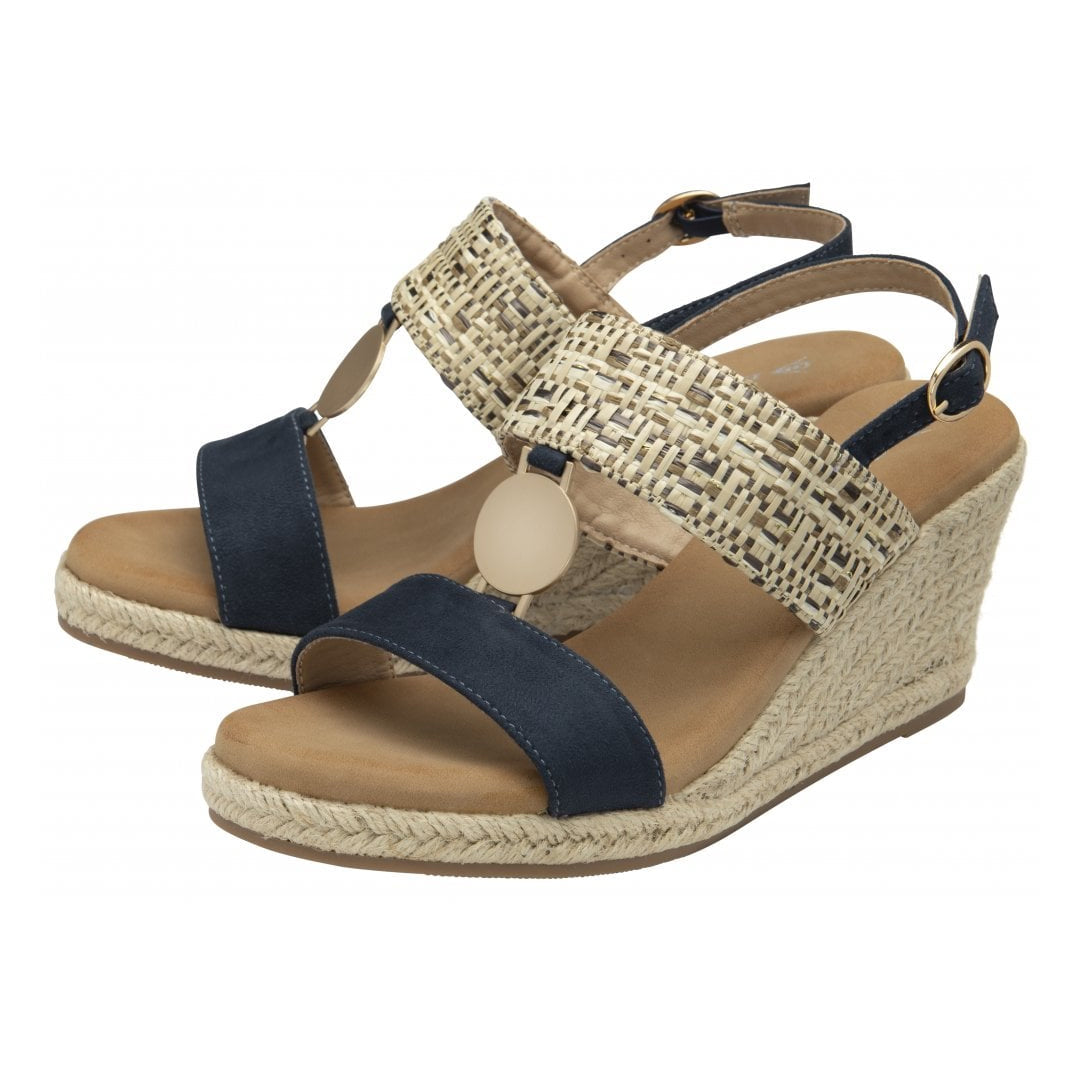 Navy Giana Wedge Open-Toe Sandals | Dunlop