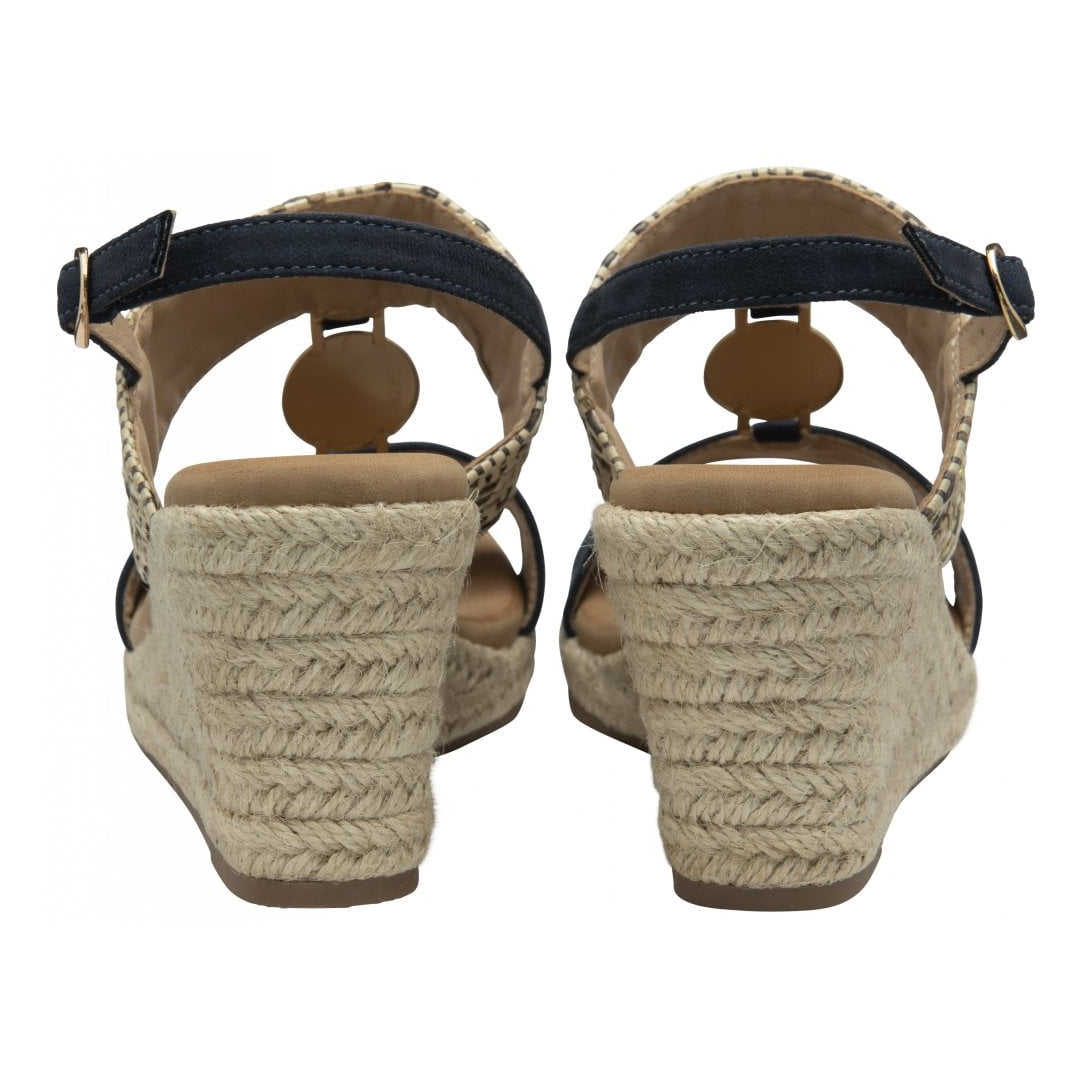 Navy Giana Wedge Open-Toe Sandals | Dunlop