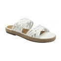 White Leather Levens Flat Mule Sandals