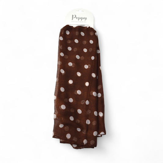 Brown & White Polka Dot Scarf