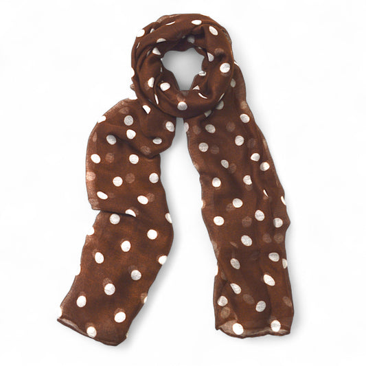 Brown & White Polka Dot Scarf