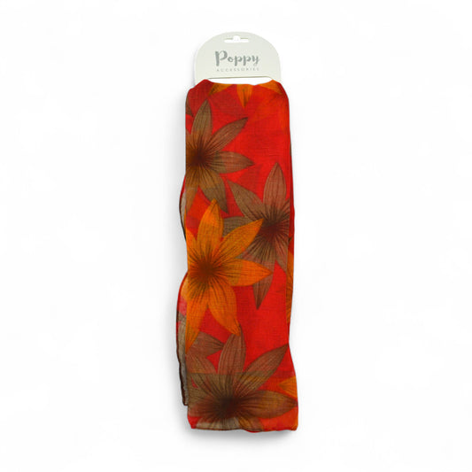 Pink & Orange Large Print Floral Scarf