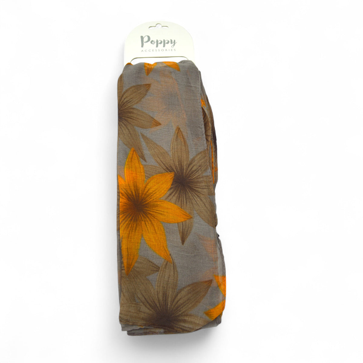 Taupe & Mustard Floral Scarf