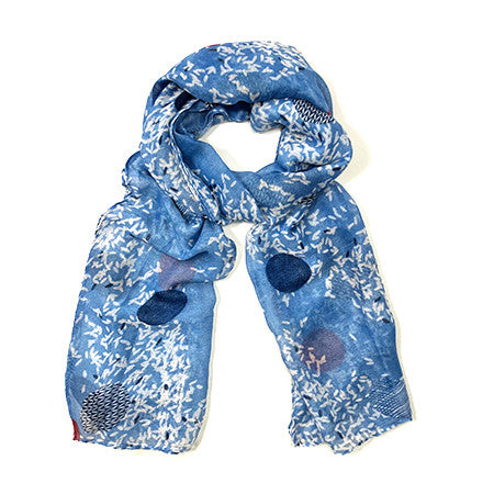 Blue Large Spot Design Scarf