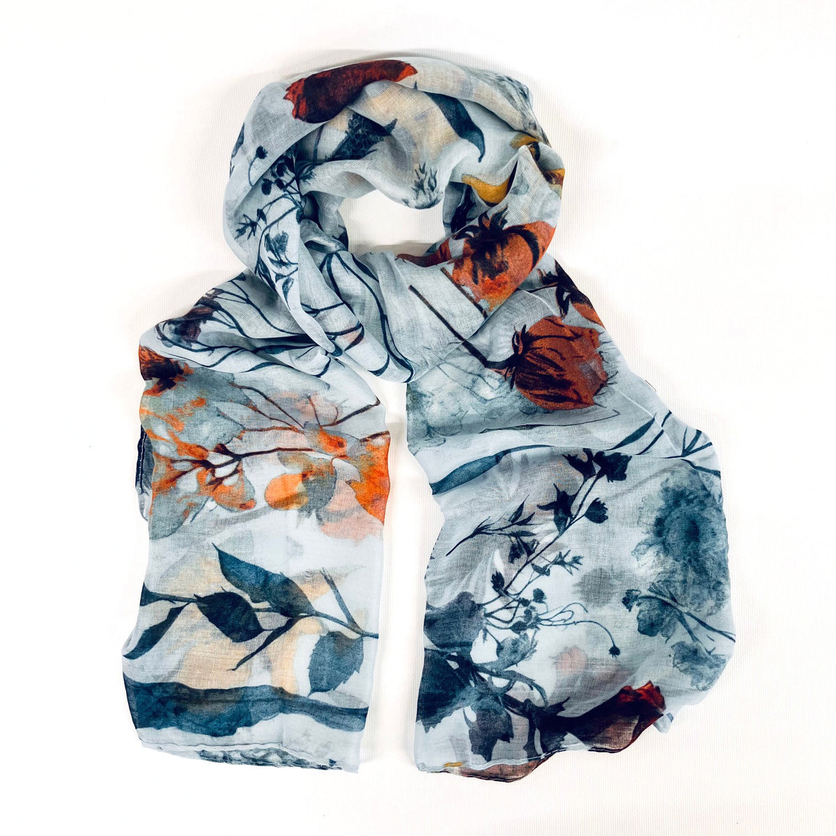 Light Blue Floral Scarf