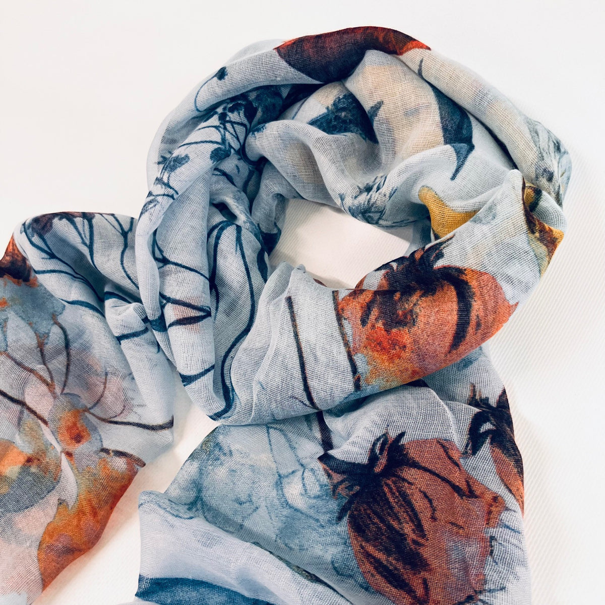 Light Blue Floral Scarf
